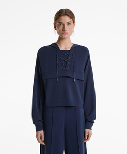 Oysho Толстовка мягкая на ощупь с перекрещивающимися шнурками и модалом, военно-морской