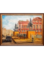 Картина маслом "Две статуи Аничкова моста" Васильев