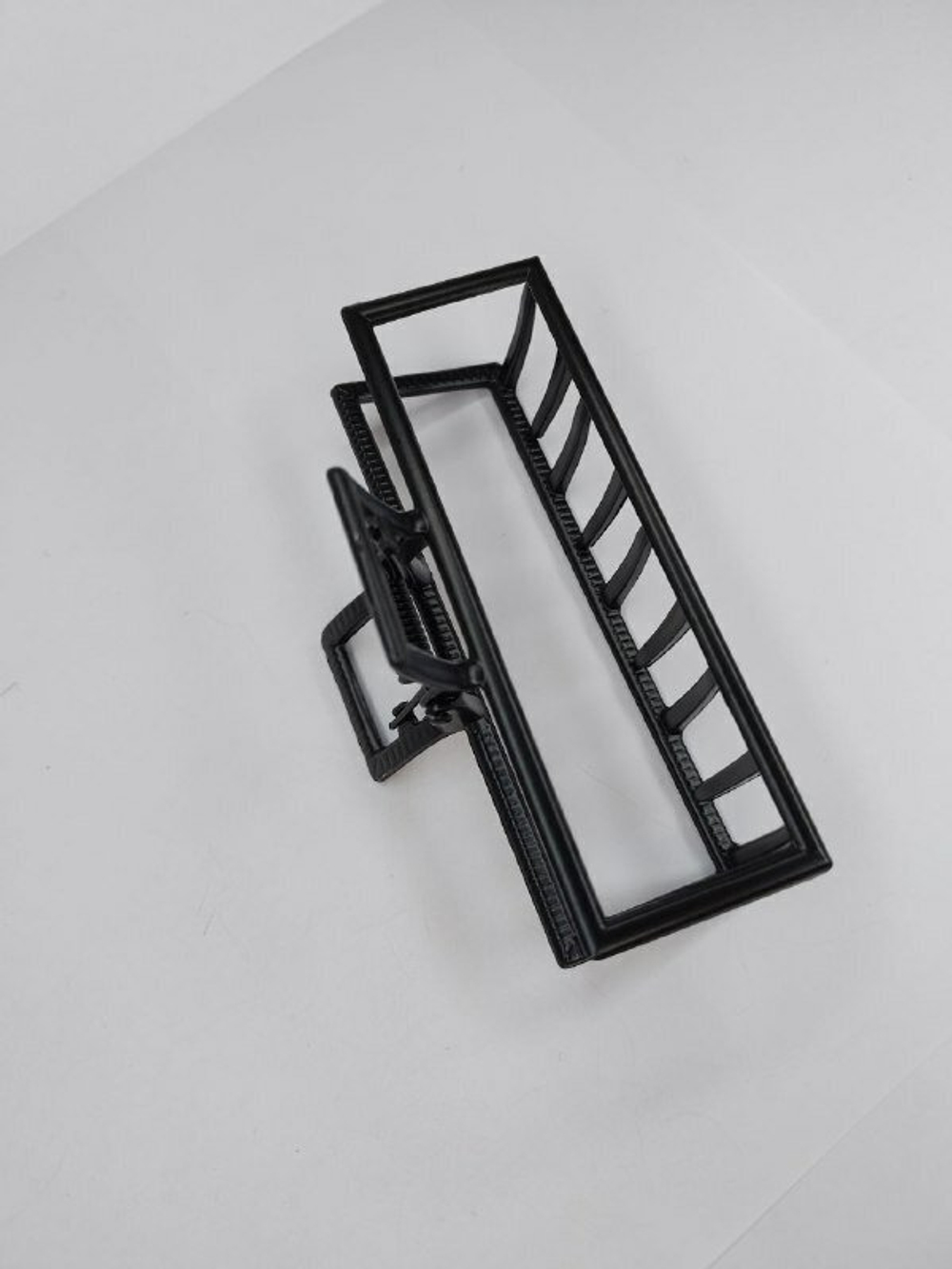 Заколка-краб для волос. Металл. Цвет Черный графит. Квадратная. Усиленная