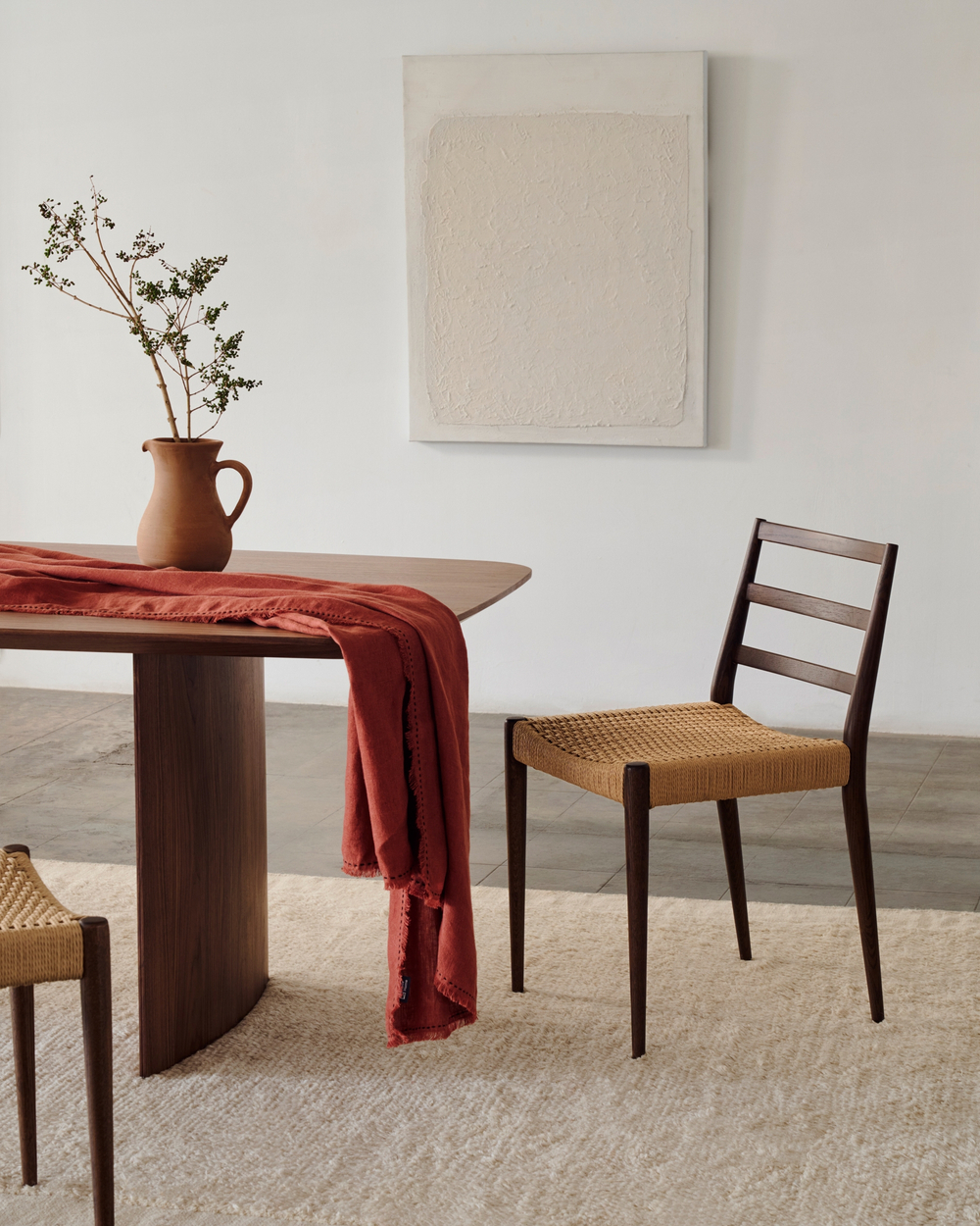 Analy Стул из массива дуба с отделкой орех и сиденьем из 100% веревки