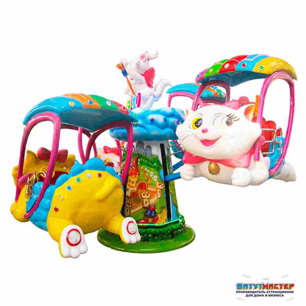Карусель с подъёмом кабин «Весёлые друзья» 4 кабинки, 8 мест, 3,5×3,5×2 м