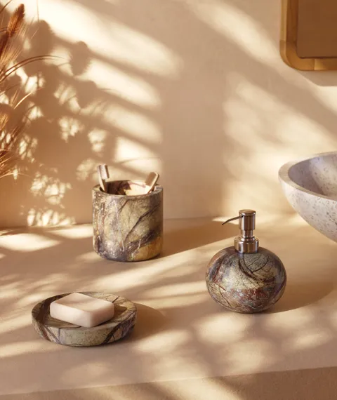 Стакан для зубных щеток Spalsh из бежевого мрамора