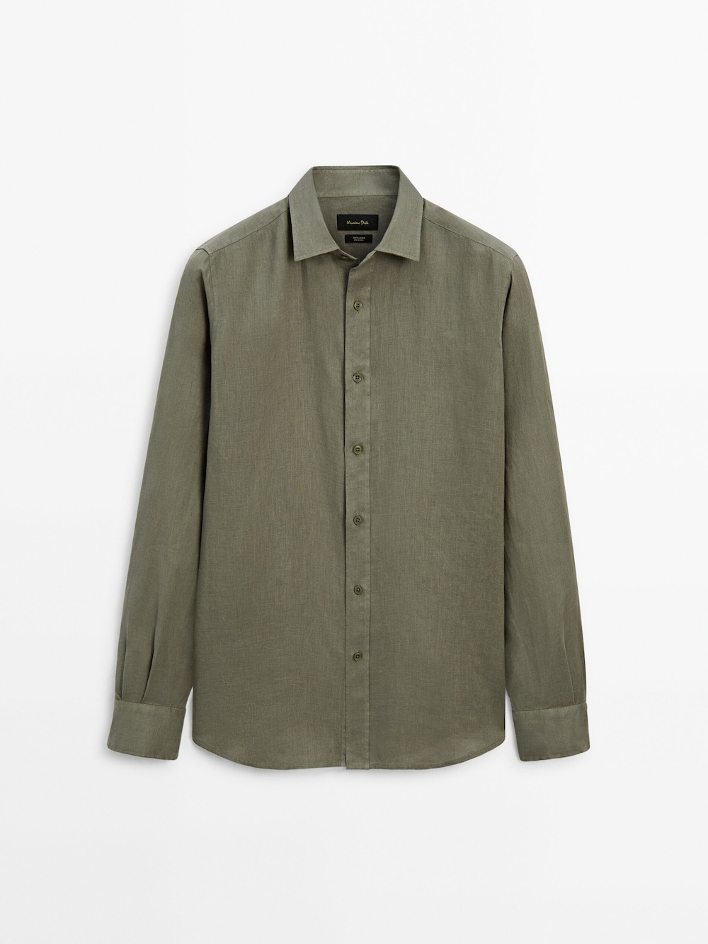 Massimo Dutti Рубашка классического кроя из 100% льна, зеленый