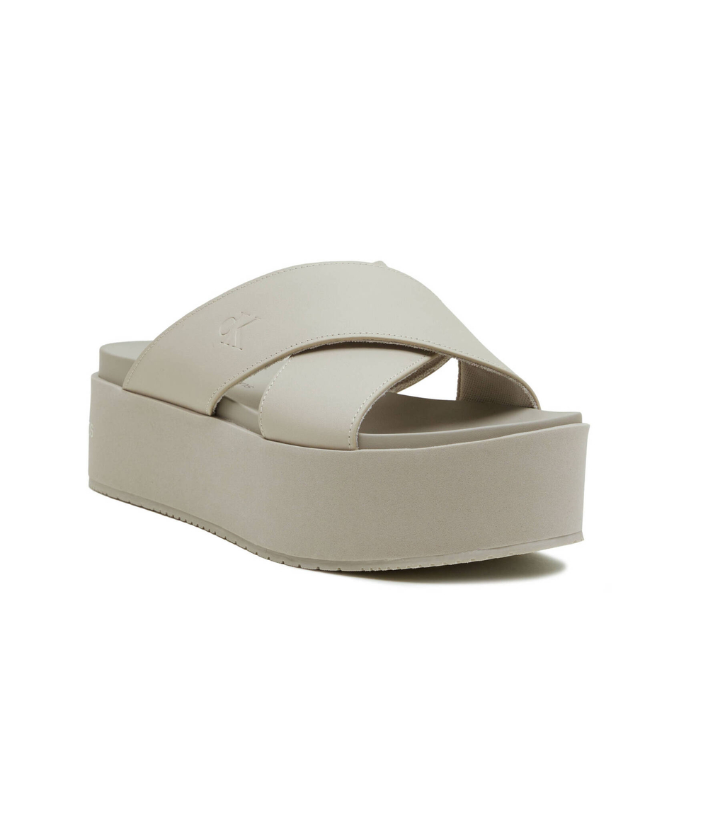 Кожаные шлепанцы CALVIN KLEIN JEANS - серый(YW0YW01349)