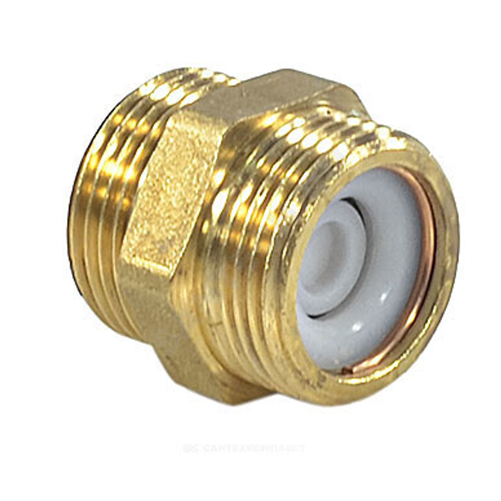 Ниппель латунь Ду 20 (3/4") со встроенным обратным клапаном НР R189V Giacomini R189VY004