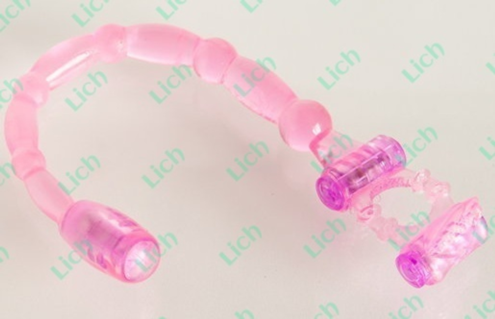 Розовая вибронасадка с анальным хвостиком