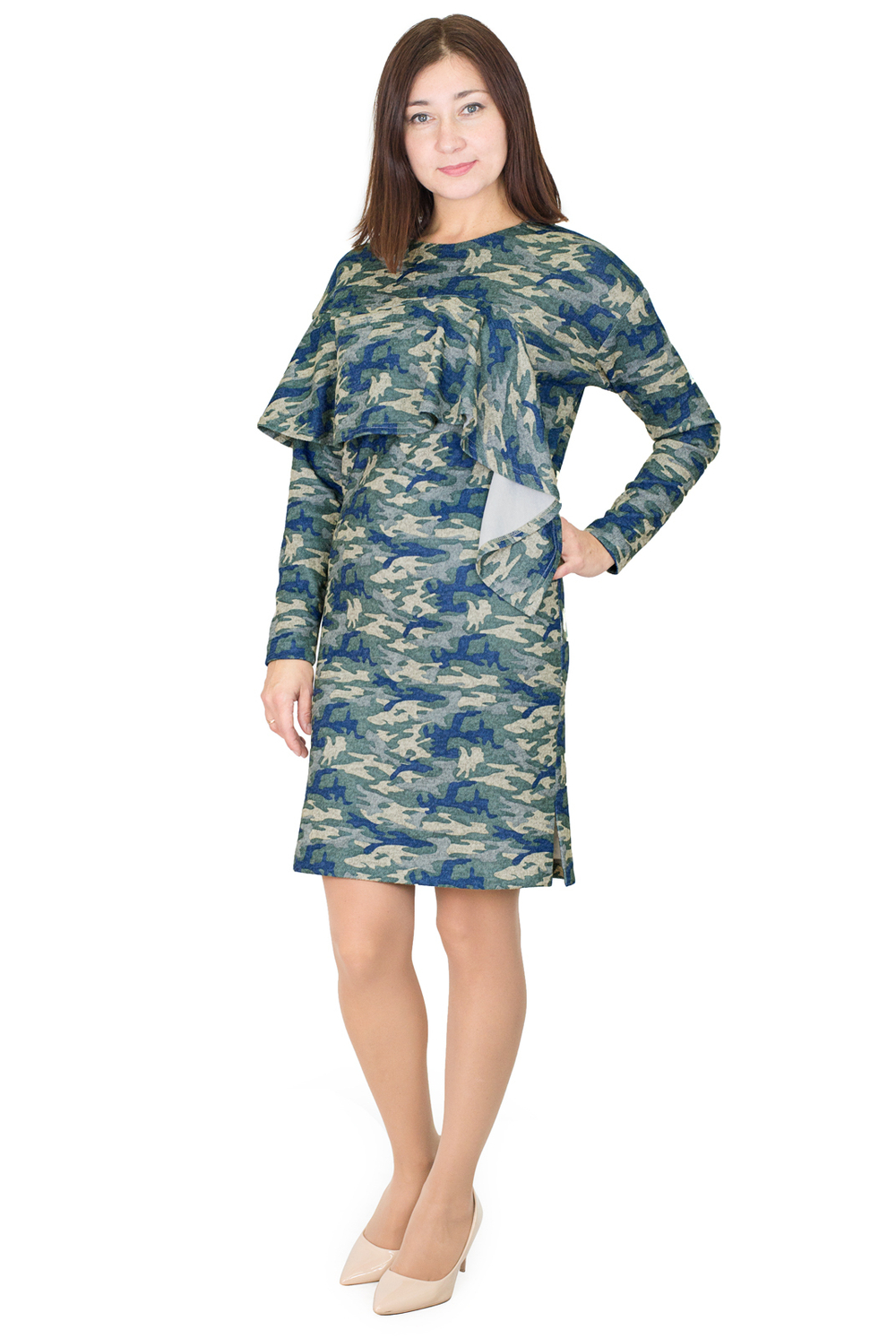 Трикотажное платье 2093АП, Серо-голубой #273СГ052093АП