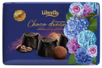 Набор конфет Либретто в темном шоколаде с начинками: мокко, трюфельный крем, миндальный крем / Libretto Assorted Dark Chocolate metal box 200г