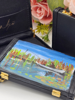 Визитница для собственных визиток в виде кейса с авторской росписью акрилом " В камышах"