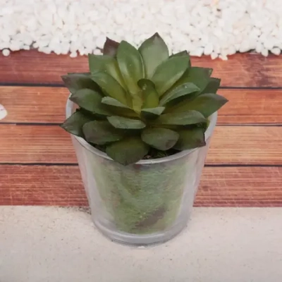 Цветок искусственный «Суккулент» 6*9см в стеклянном горшке ZPY-07
