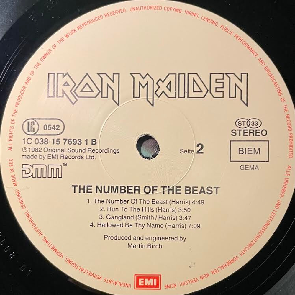 Iron Maiden ‎– The Number Of The Beast (Европа 1984г.)