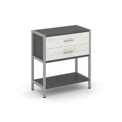 Shelf System Односекционный стеллаж двухярусный с ящиками SN.STM-212 Антрацит/Дуб Наварра/Металл Сер