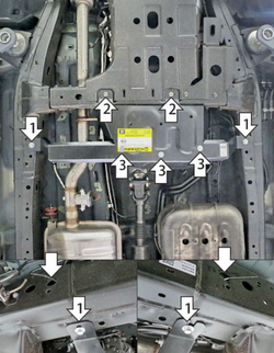 Защита стальная 2 мм РК для Tank 300, 400, 500; Haval H9 с 2024г Motodor.73112