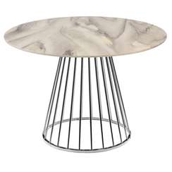 Стол Liverpool Ø100 см, белый мрамор с хромированными ножками