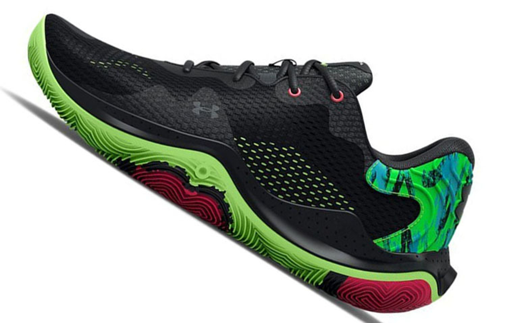 Under Armour Spawn 4 Printed round head comfortable fabric non-slip wear-resistant low-top basketball shoes men's black