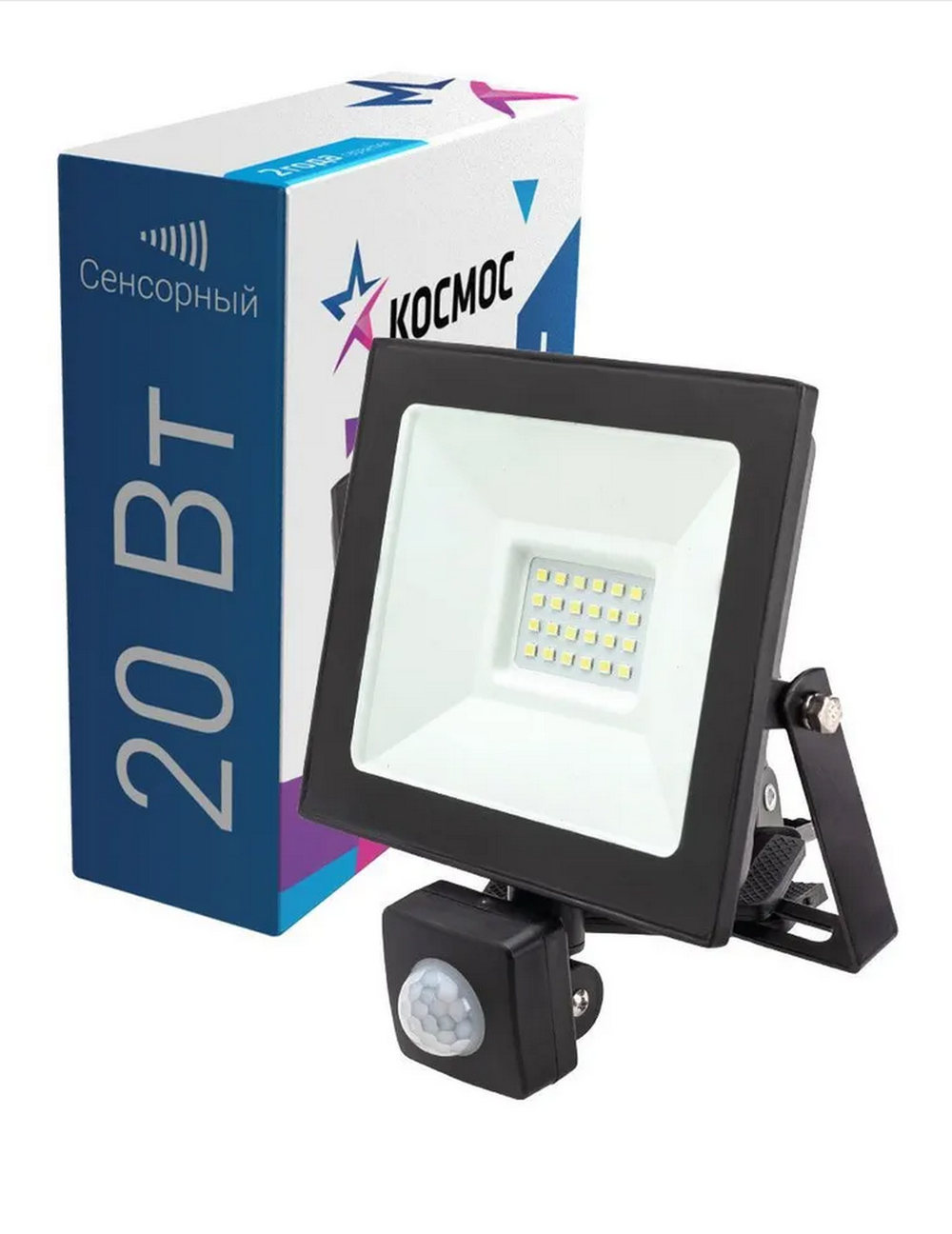 Прожектор светодиодный 20Вт с датчиком движения Космос