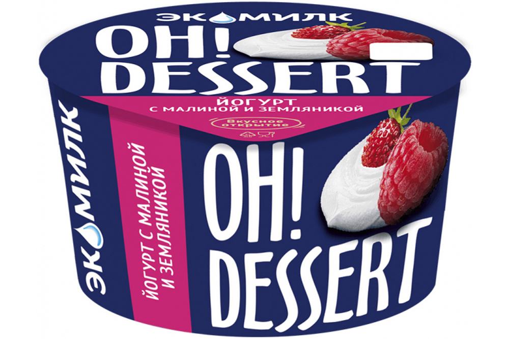 Йогурт Экомилк Oh! Dessert Малина-Земляника 4.2% 130г