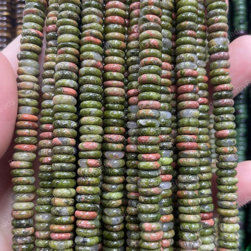 Яшма Унакит 6х2 мм, бусины - рондели (нить 38 см)