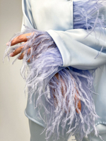 Костюм шелк с пером Голубой 6