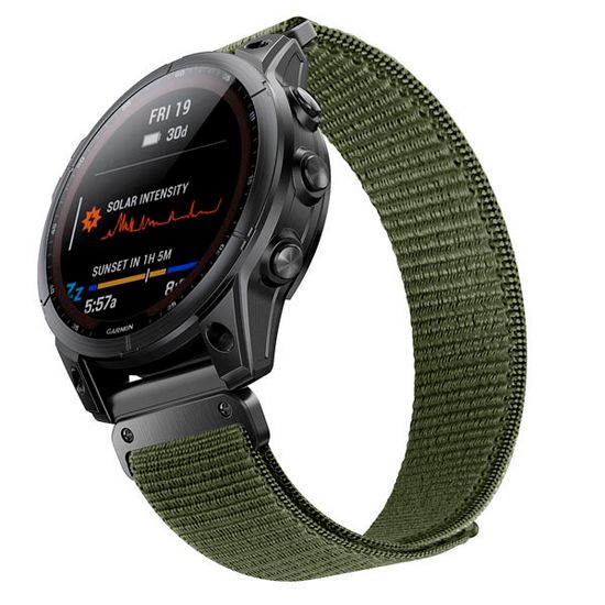 Ремешок TacFit 26 мм. для Garmin Fenix 7x / 6x / 5x / 3, Enduro 2 / Tactix 7, Tactix Delta нейлоновый быстросъемный на липучках (Хаки)