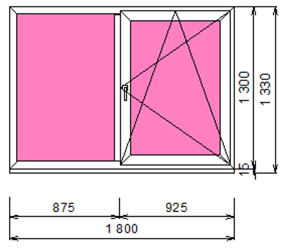 Пластиковое окно 1300 х 1800 ТермА Эко