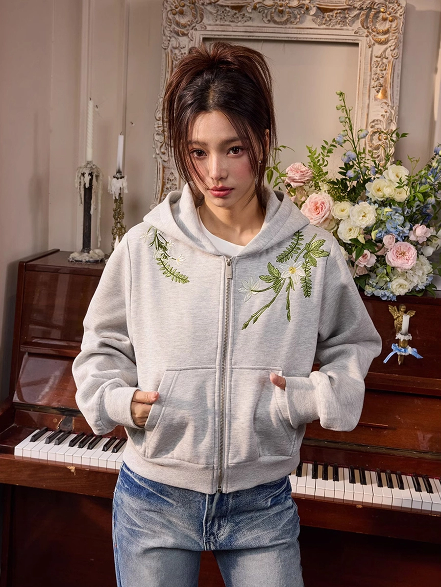 Женское худи HARSHandCRUEL "Flowers" Cropped Zip Hoodie