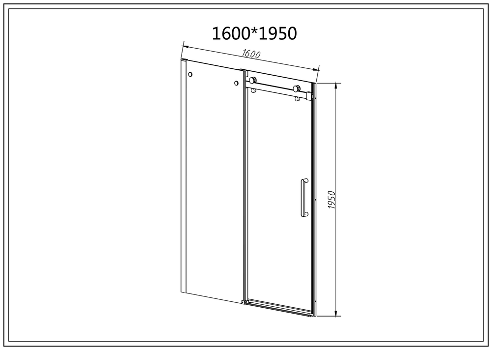Душевая дверь Комо-Н (Como-N) VDS-4CN160CGB, 1600, черный, стекло тонированное
