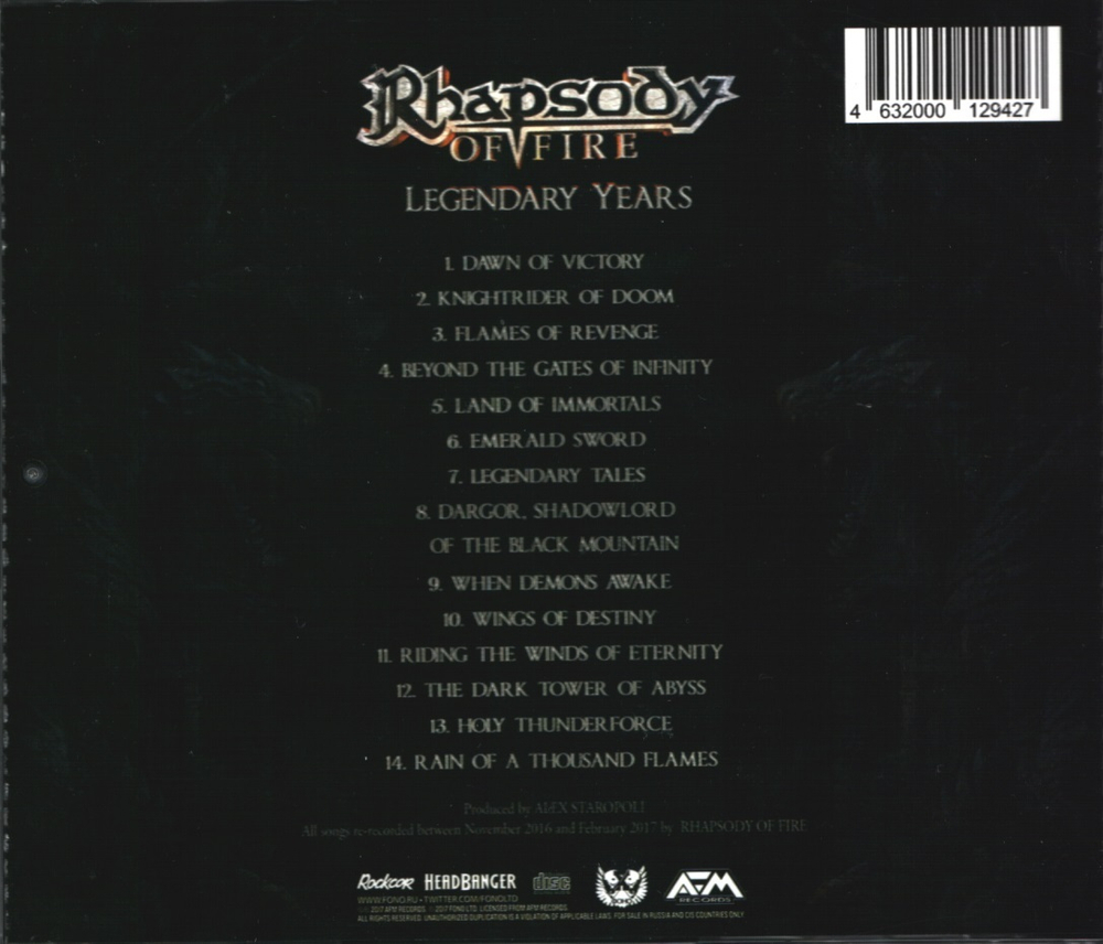 Rhapsody Of Fire / Legendary Years (RU)(CD)