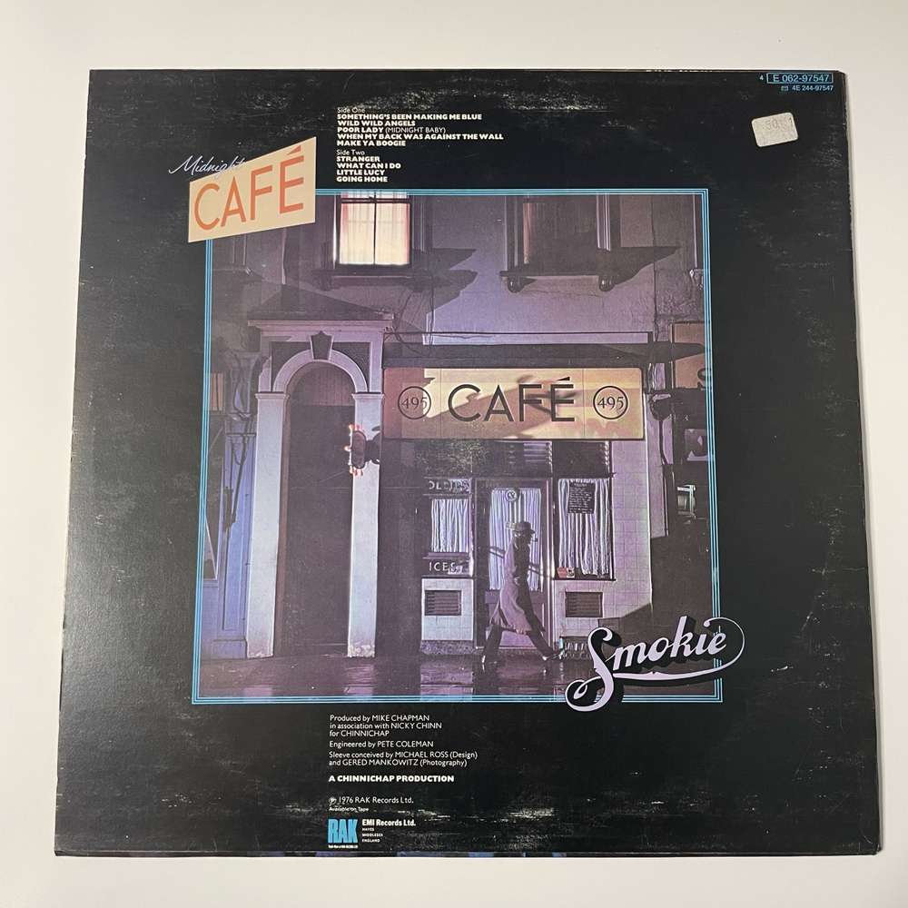 Винтажная виниловая пластинка LP Smokie Смоуки Midnight Caf (Швеция 1976)