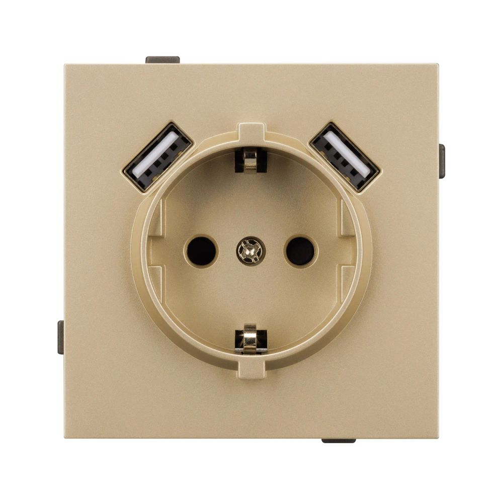 Механизм розетки с USB зарядкой SCT-TENDO-MUAA-SFPL-GD (230V, 16A) (Arlight, Матовый песочный) 054604