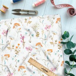 Ткань оксфорд 600 одуванчики, рябина и подснежники