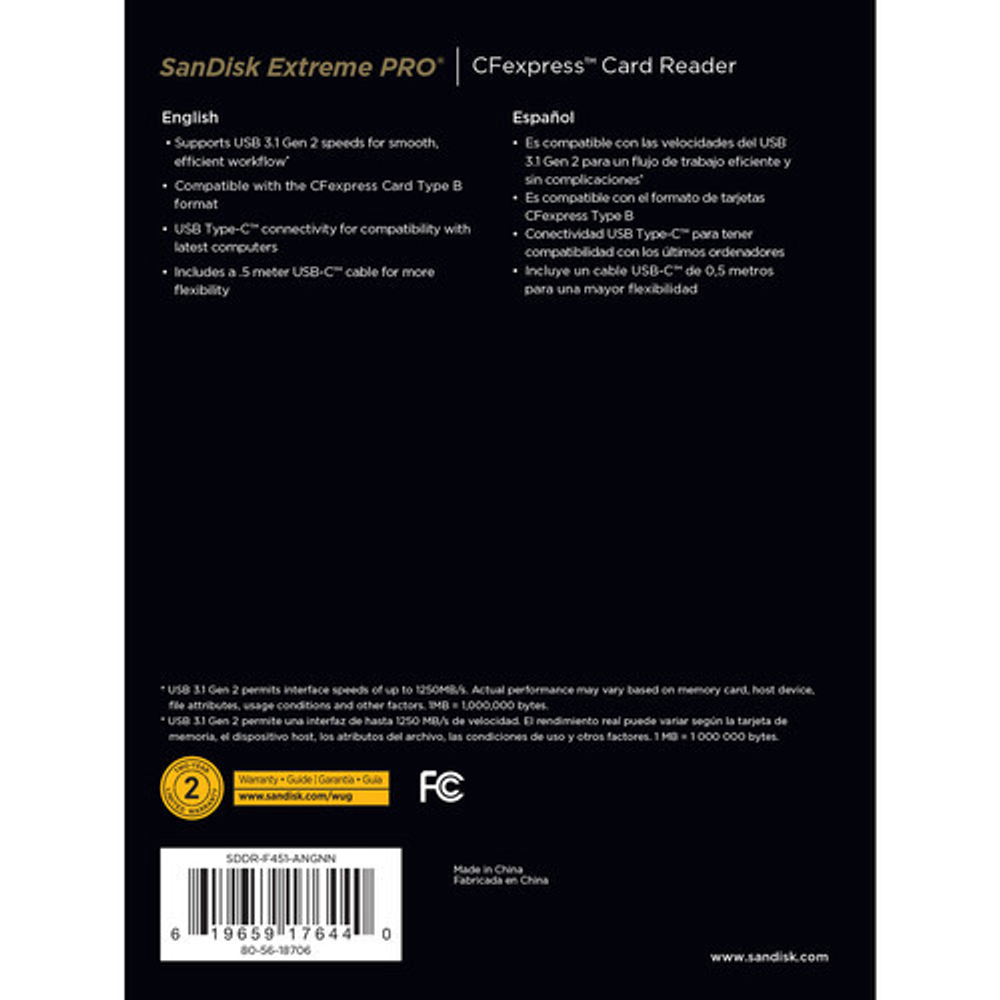 Кардридер SanDisk Extreme PRO CFexpress Card Reader USB 3.1 Gen2 Type C (SDDR-F451-GNGNN)