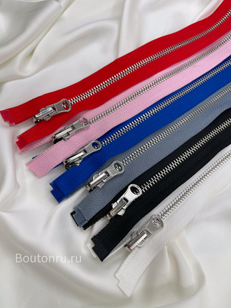 Молния красная серебро с перекидным бегунком