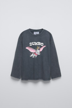 ZARA ФУТБОЛКА С ПРИНТОМ «ДАМБО» © DISNEY, АНТРАЦИТОВО-СЕРЫЙ