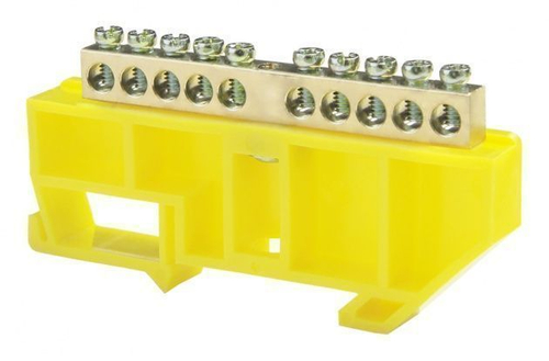 Шина нулевая "N" 10 6х9 мм (с жёлтым DIN-изолятором)