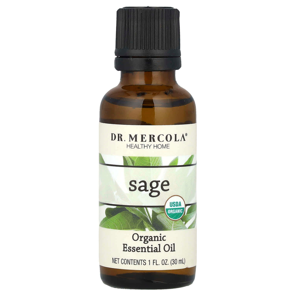 Dr. Mercola, Органическое эфирное масло, шалфей, 30 мл (1 унция)
