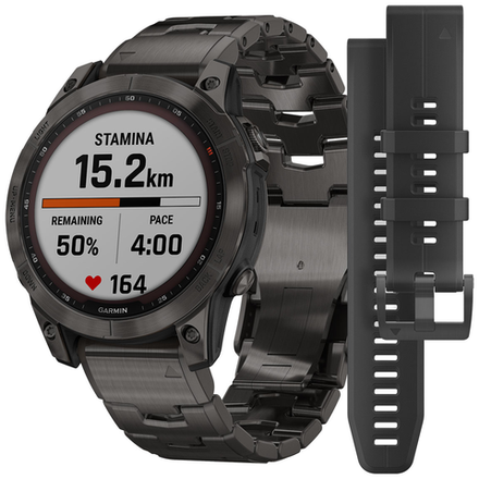 Умные часы Garmin FENIX 7 Sapphire Solar титановый угольно-серый DLC с угольно-серым титановым DLC браслетом