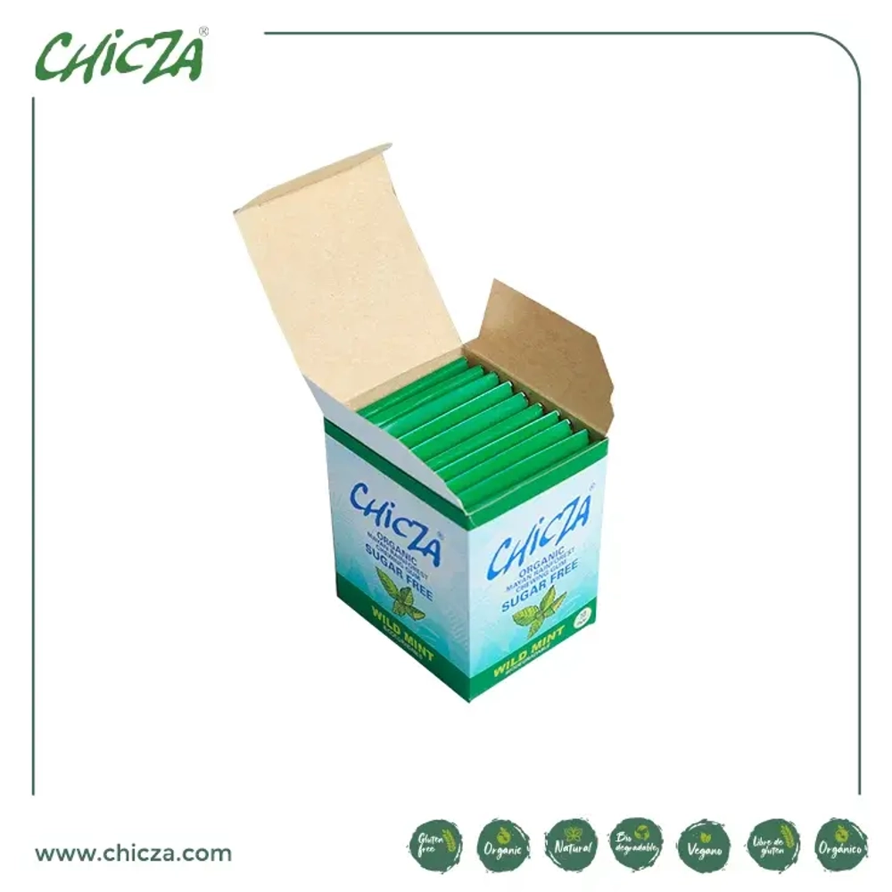 CHICZA ORGANIC Жевательная резинка органическая биоразлагаемая со вкусом дикой мяты без сахара 10 Х 30г