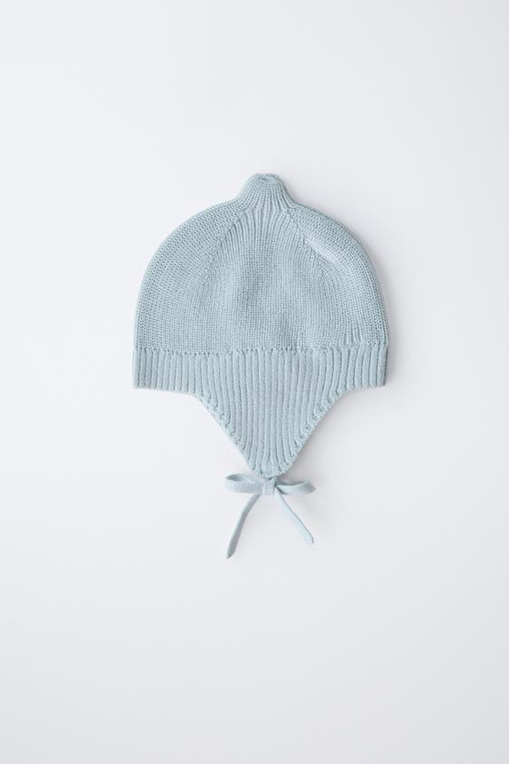 ZARA ТРИКОТАЖНЫЙ ЧЕПЧИК С ЖЕМЧУЖНЫМ УЗОРОМ, НЕБЕСНО-ГОЛУБОЙ