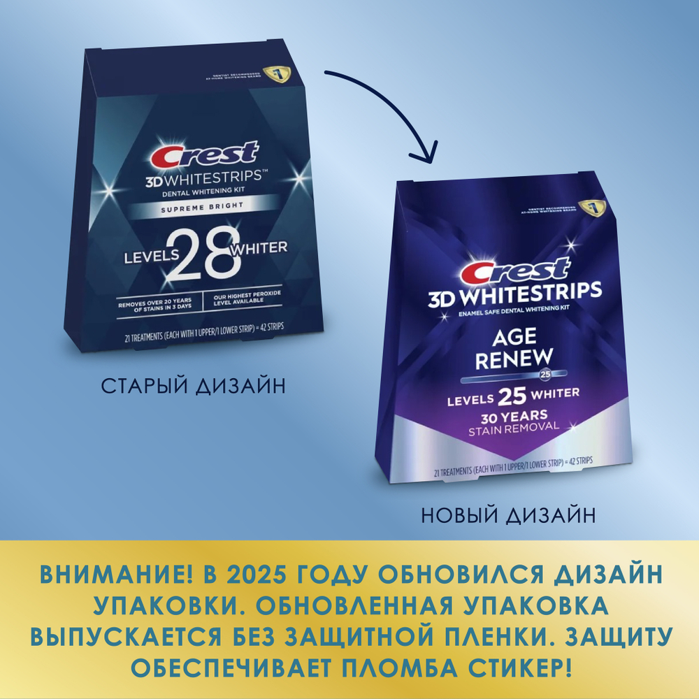 Отбеливающие полоски Crest 3D White Age Renew (Supreme Bright)