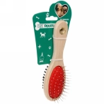 Расческа - щетка массажная двухсторонняя для собак и кошек «ЛАПКИ и ЦАРАПКИ», цвет как на фото, 18см✦