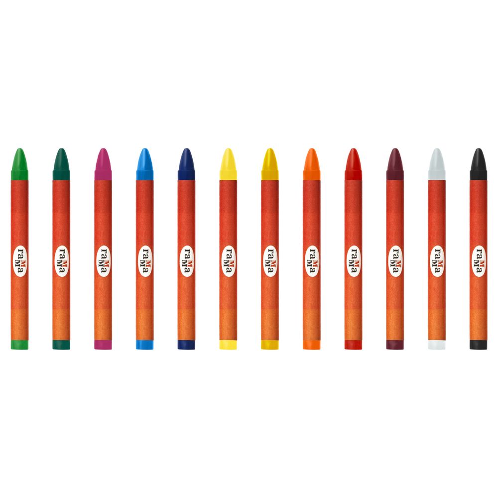 Мелки восковые 12цв. Гамма Оранжевое солнце, круглые, золото + серебро, картон. уп.