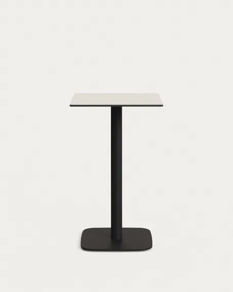 Высокий садовый столик Dina белый на черном металлическом основании 60 x 60 x 96 см