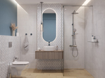 Плитка настенная Cersanit Mare 17075 20x44 см 1.056 м² глянцевая цвет бело-серый геометрия