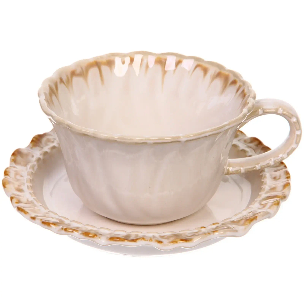Чайная пара «Верона» (кружка 230мл, блюдце) бежевая
