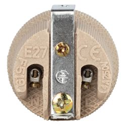 Патрон ЭРА Е27 керамический белый с держателем