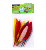 Перья декоративные гладкие Alingar, 20 шт "Ассорти" (красные, розовые, желтые, синие), пакет с европодвесом