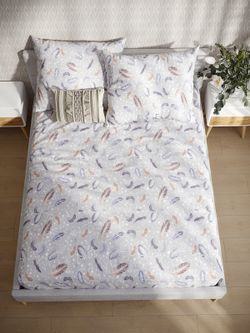 Постельное белье сатин Milky Garden "Перья" евро  Наволочка 70х70 см 2 шт Простынь  240x215 см Пододеяльник 200x215 см