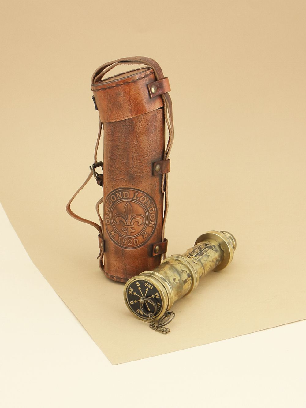 Nautical Подзорная труба в кожаном футляре