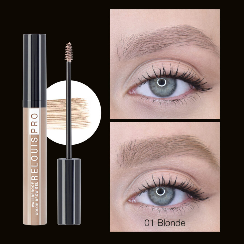ГЕЛЬ для бровей водостойкий оттеночный тон 01 BLONDE Relouis PRO Waterproof Color Brow Gel 6 мл